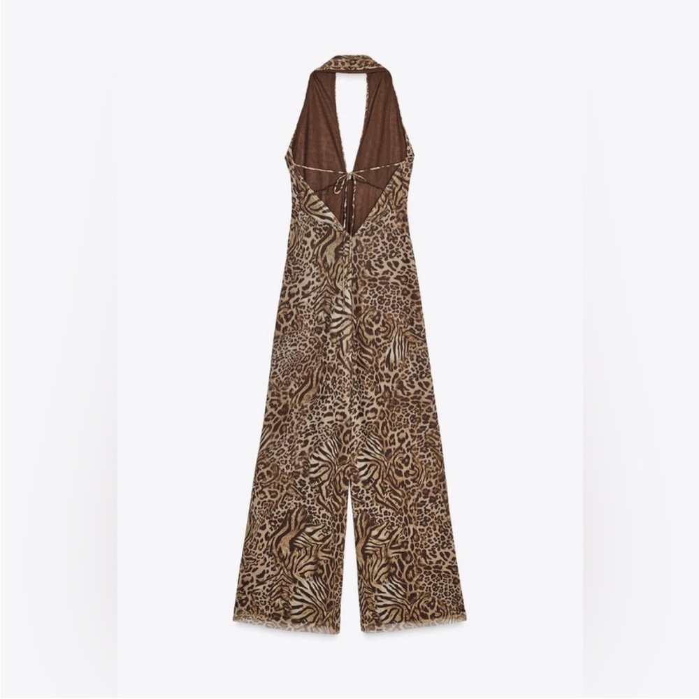 Animal print tulle halter jumpsuit - Picture 2 of 7